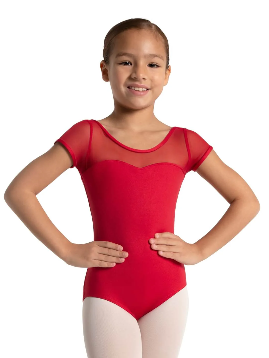 Studio Collection Mesh Yoke Short Sleeve Leotard - Girls - Image 11