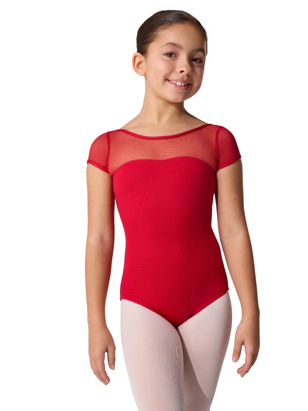 Studio Collection Mesh Yoke Short Sleeve Leotard - Girls - Image 16