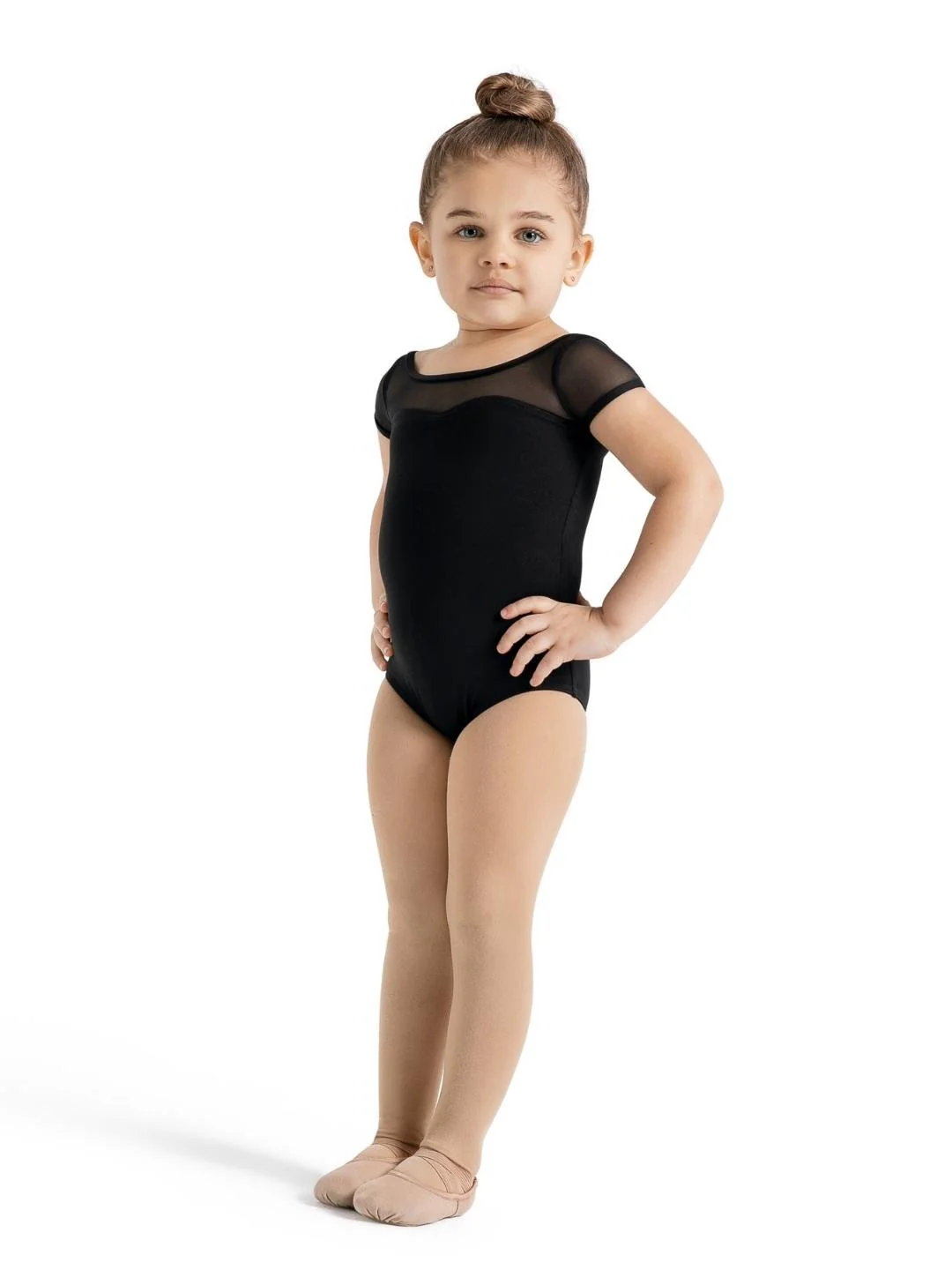 Studio Collection Mesh Yoke Short Sleeve Leotard - Girls - Image 4